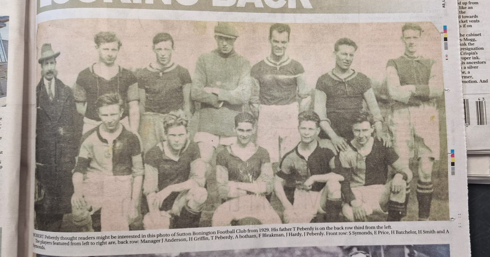 Sutton Bonington FC before a game in 1929
